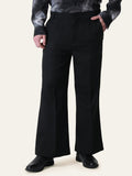 Black Solid Boot cut Pants